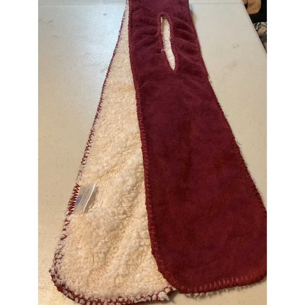 Private Quarters North Woods Scarf Brick Red Sherpa Fleece Pull Through 7.5x70
